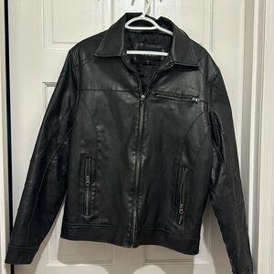 Vintage Guess Black Vegan Leather PVC Moto Jacket Size M